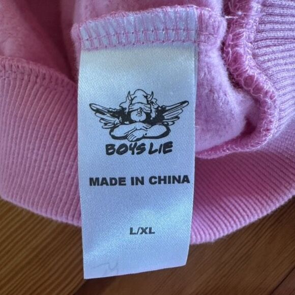 Boys Lie Head in the Clouds Cropped Pink Pullover Sweatshirt Size L/XL - Picture 7 of 8